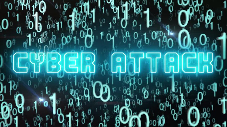 Blålig cyberangrebskoncept med digital kode