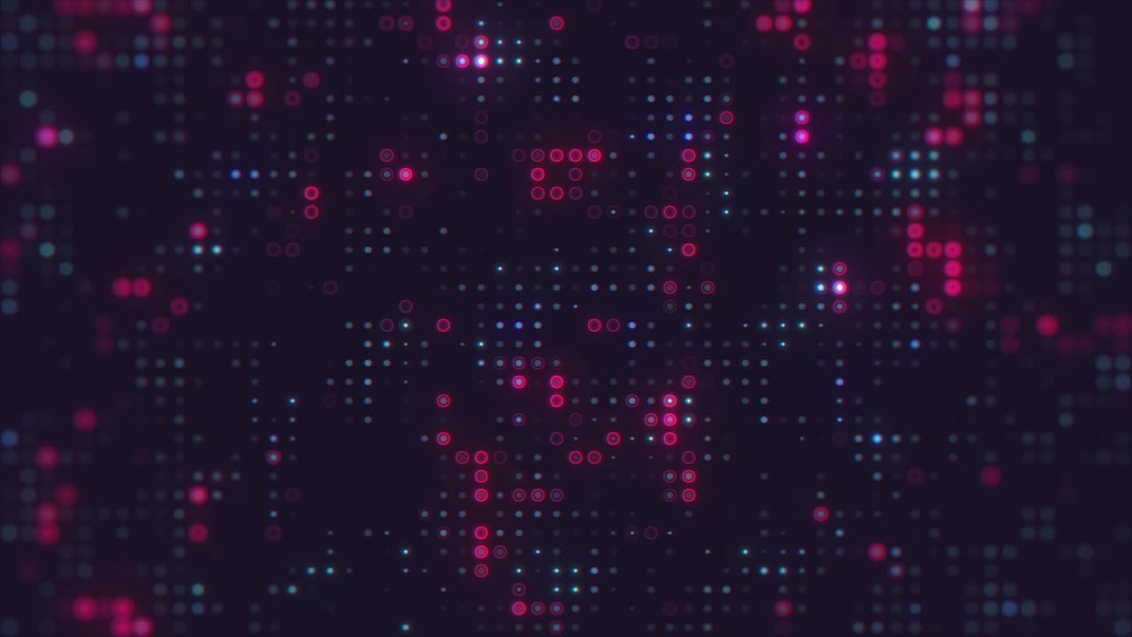 Seamless Loop of Glowing Digital Dots Pattern
