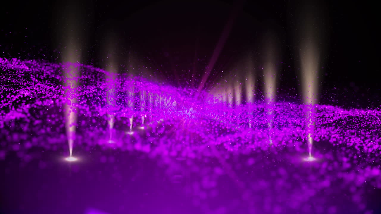 빨간 카 ⁇  장소를 가로질러 움직이는 보라색 입자의 애니메이션