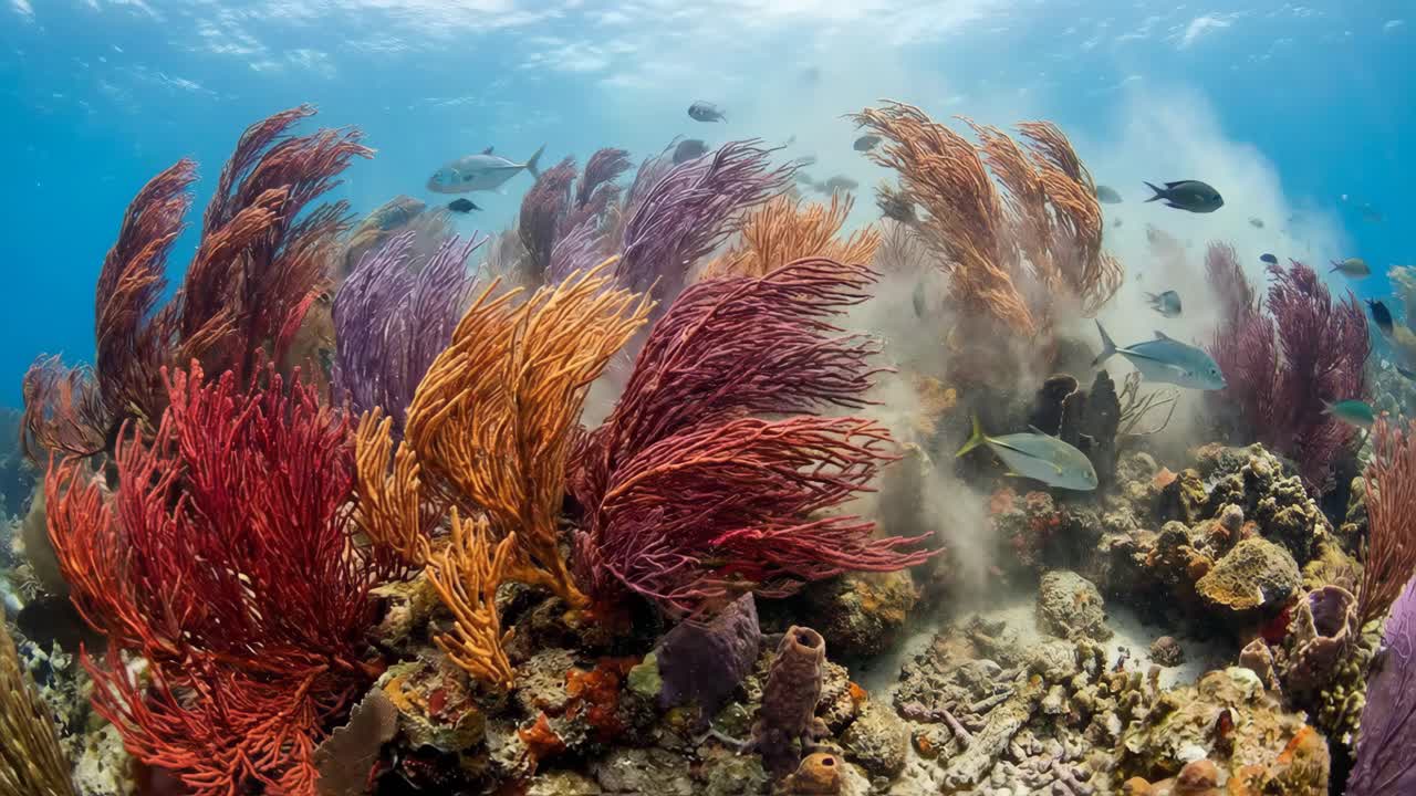 La colorata barriera corallina con la diversità della vita marina