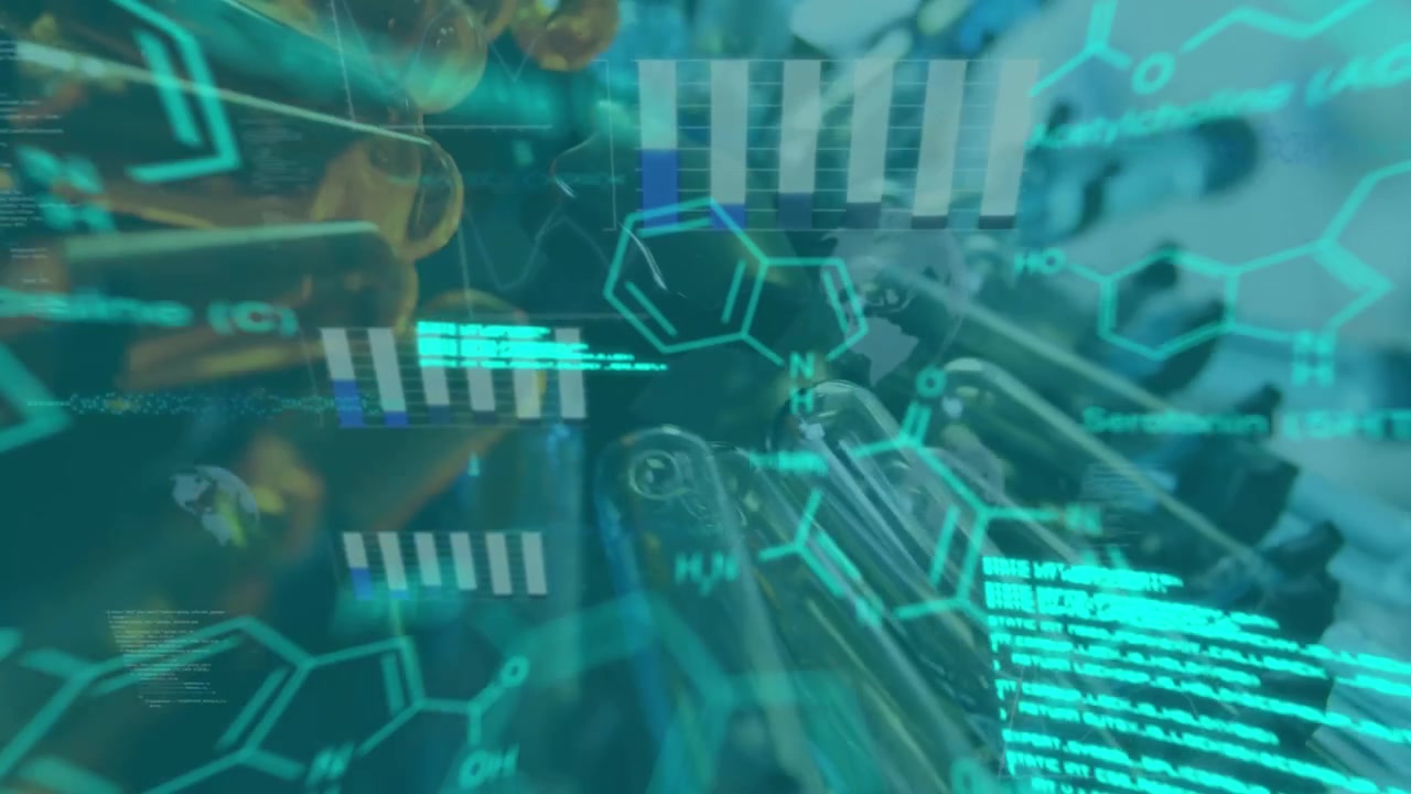 Laboratory Test Tubes with Digital Scientific Data Overlay