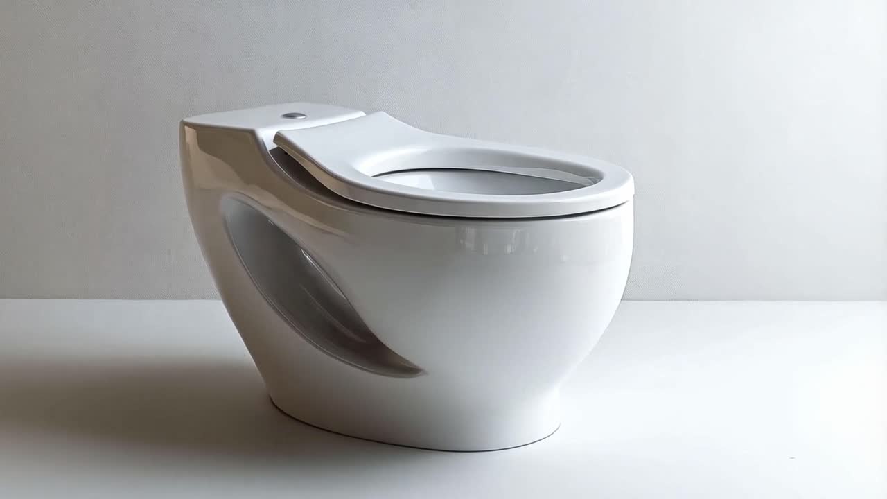 Modern White Toilet on a Light Background