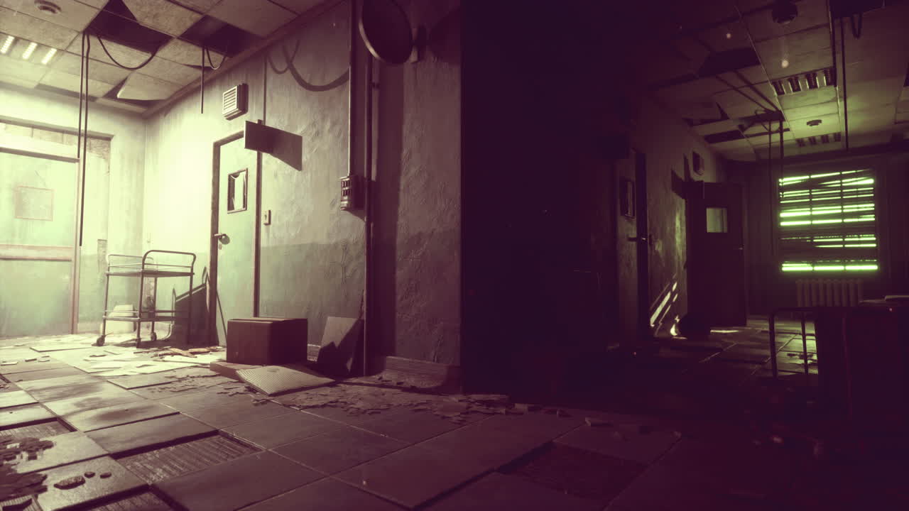 el espeluznante pasillo abandonado del hospital.