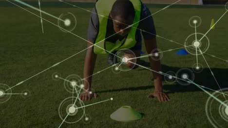 animación del procesamiento de datos y la red de conexiones sobre los jugadores de fútbol