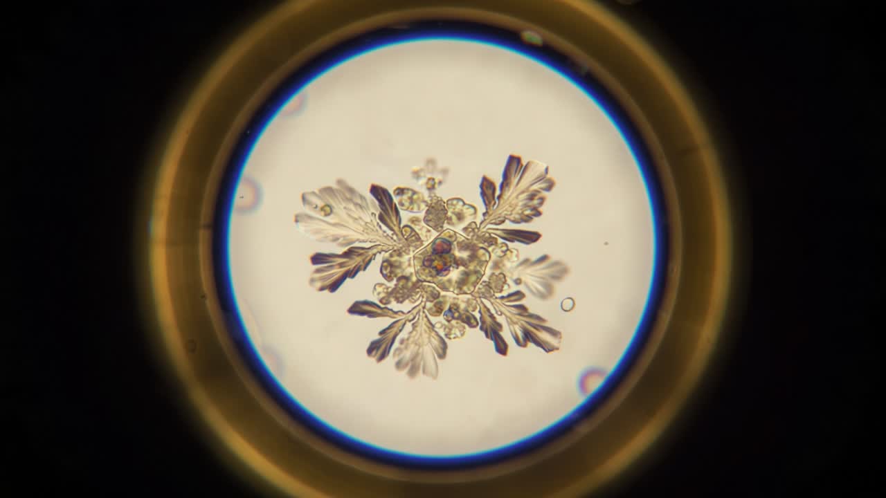 Fascinating Microstructures Captured Under Magnification: Exploring the Intricate Details of Snowflake Crystals in Stunning Clarity