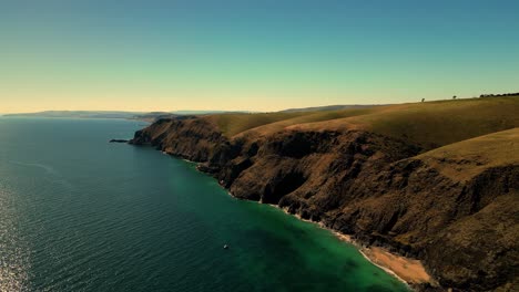 aerial view of seascape along the vast beach on the south coast during summer