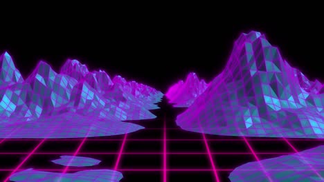 animation of data processing over digital mountains