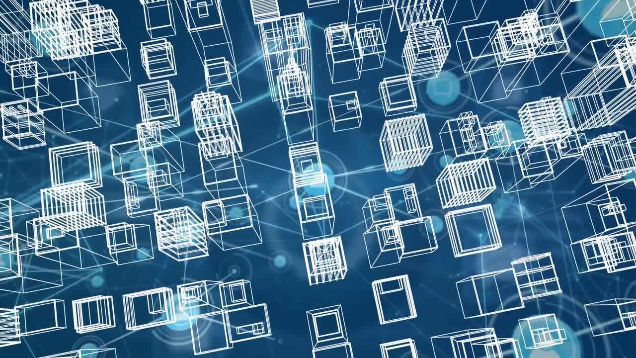 연결 네트워크를 통해 디지털 도시 풍경의 애니메이션