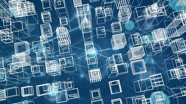 Animazione di paesaggio urbano digitale su rete di connessioni