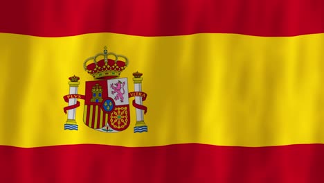 Spanien-Spanische-Flagge-Land-Animation-3d-Symbol-Design-Wehend-Im-Wind-Bewegung-National-Patriotismus-Welt-Kultur-Emblem-Banner-Rot-Gelb-Europa