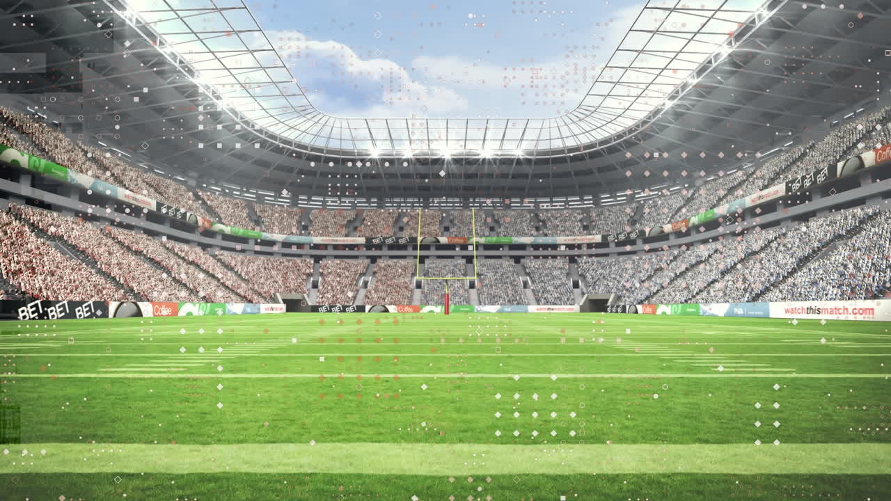 animación del procesamiento de datos sobre el estadio deportivo