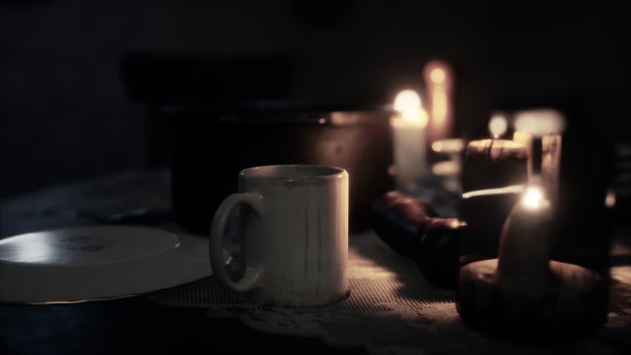 стол под свечами свечей ночью