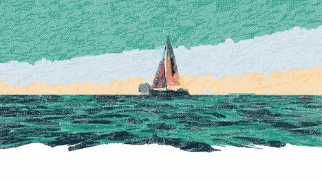 digital animation of sailboat sailing