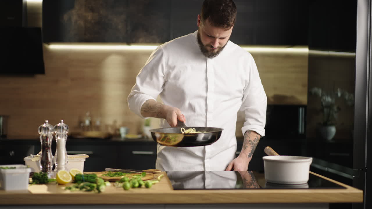 Chef Cooking in Kitchen