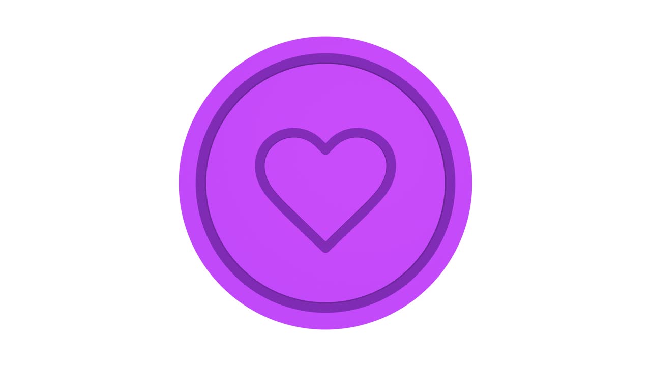Heart 3d icon. Purple color. Alpha channel