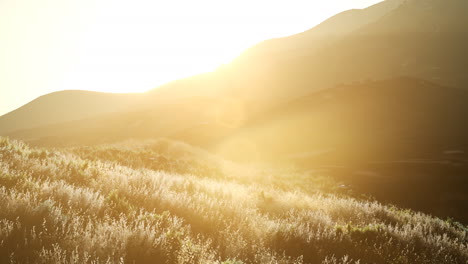 sunset over the valley fields