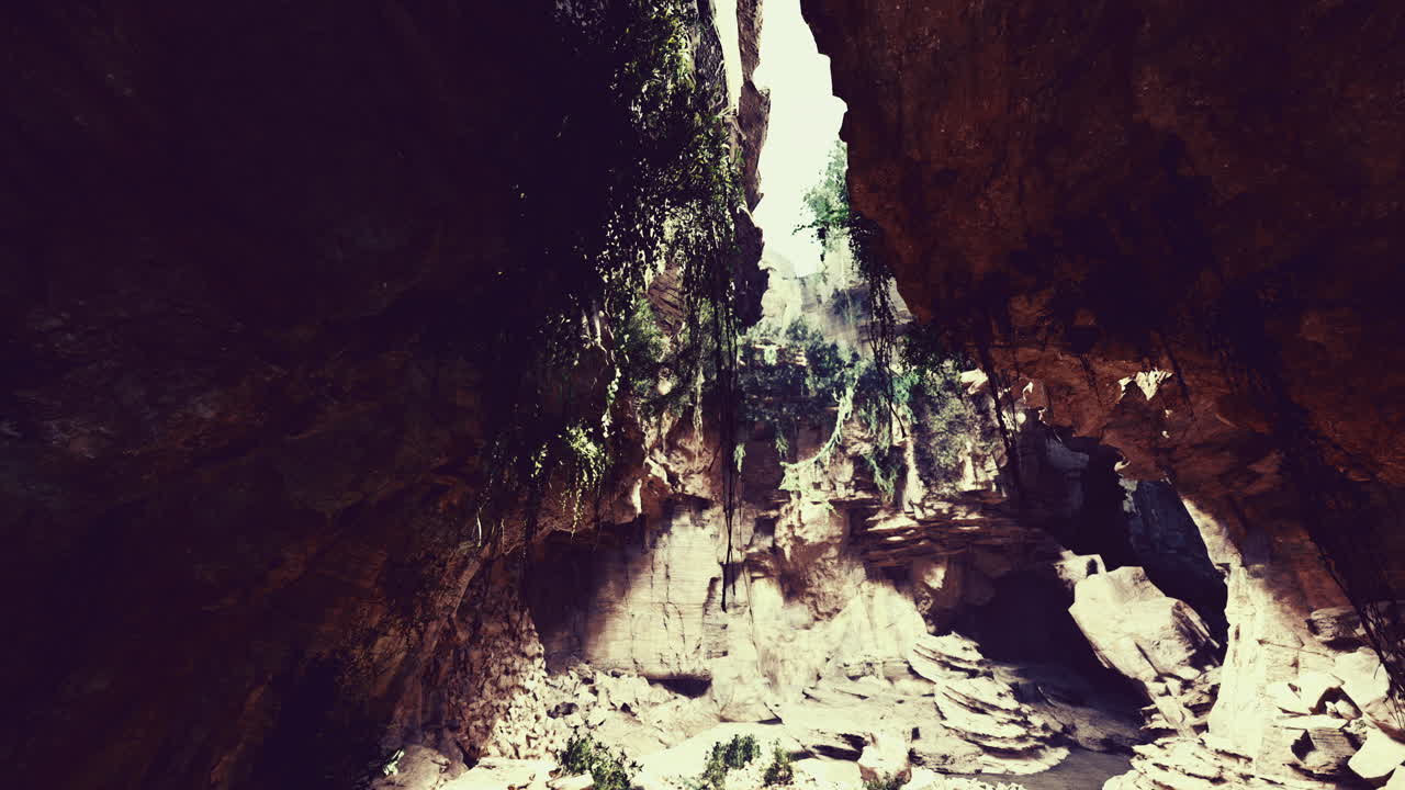 Explore the stunning rock formations and natural light in a secluded canyon