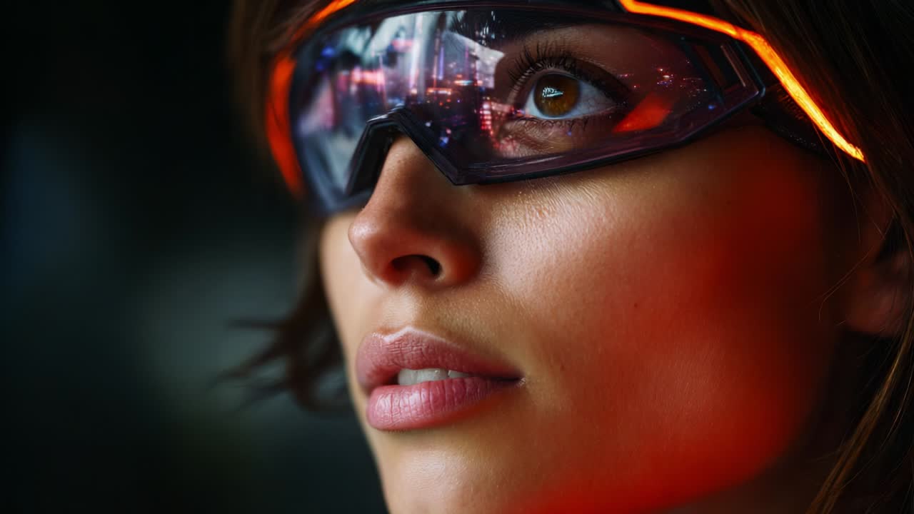 Futuristic Woman with Cyberpunk Glasses