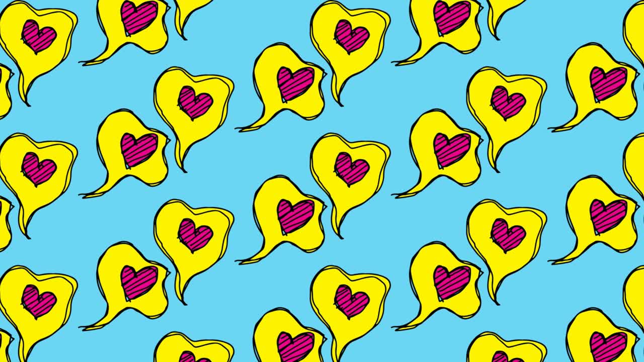 bambini che disegnano pop art sullo sfondo senza cuciture con il tema dell'amore