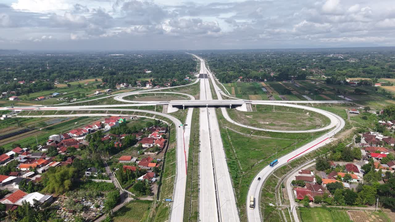 Aerial view of the Prambanan highway interchange. Aerial view of Indonesia's infrastructure
