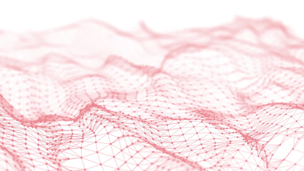 onda dinámica con muchos puntos. fondo de movimiento abstracto de puntos y líneas conectados. tecnología o ciencia. renderización 3d de bucle sin costuras. 4k