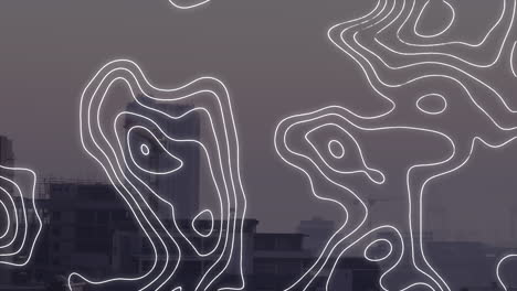 animación de líneas en movimiento sobre el paisaje urbano