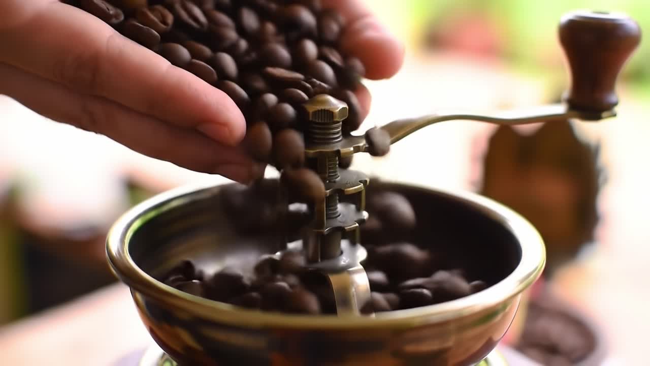Exploring the Art of Coffee Grinding: A Journey from Whole Beans to Aroma in a Vintage Manual Coffee Grinder