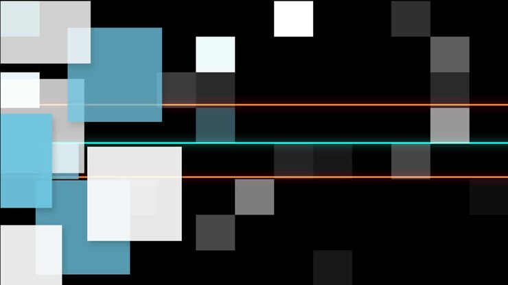 Animation af farverige geometriske figurer over sort baggrund