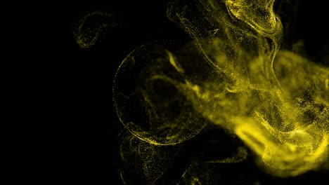 4k luminous particles move in liquid flow and stumble upon a force field in the center of frame pushing apart particles, place for text or a logo. luma matte as alpha channel. yellow