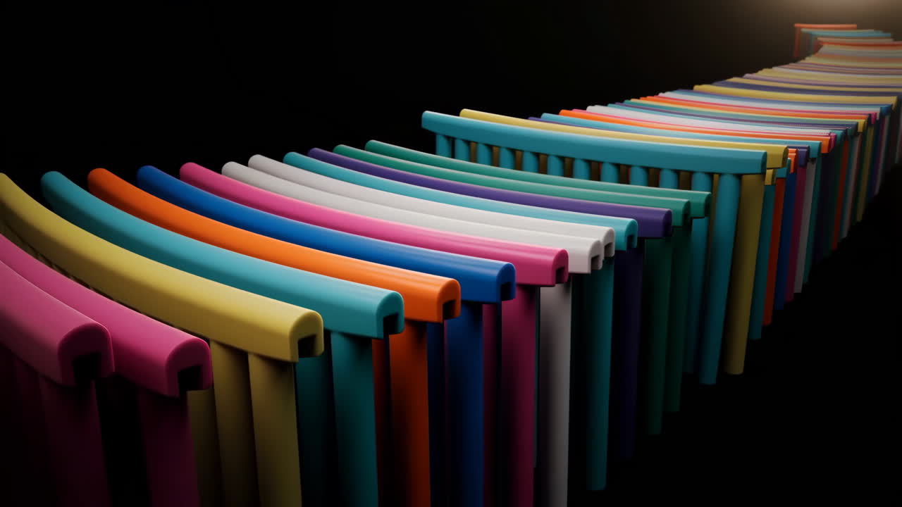 Colorful Abstract Curved Tubes Pattern on Dark Background