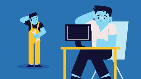 trabajadores preocupados en los personajes de la oficina