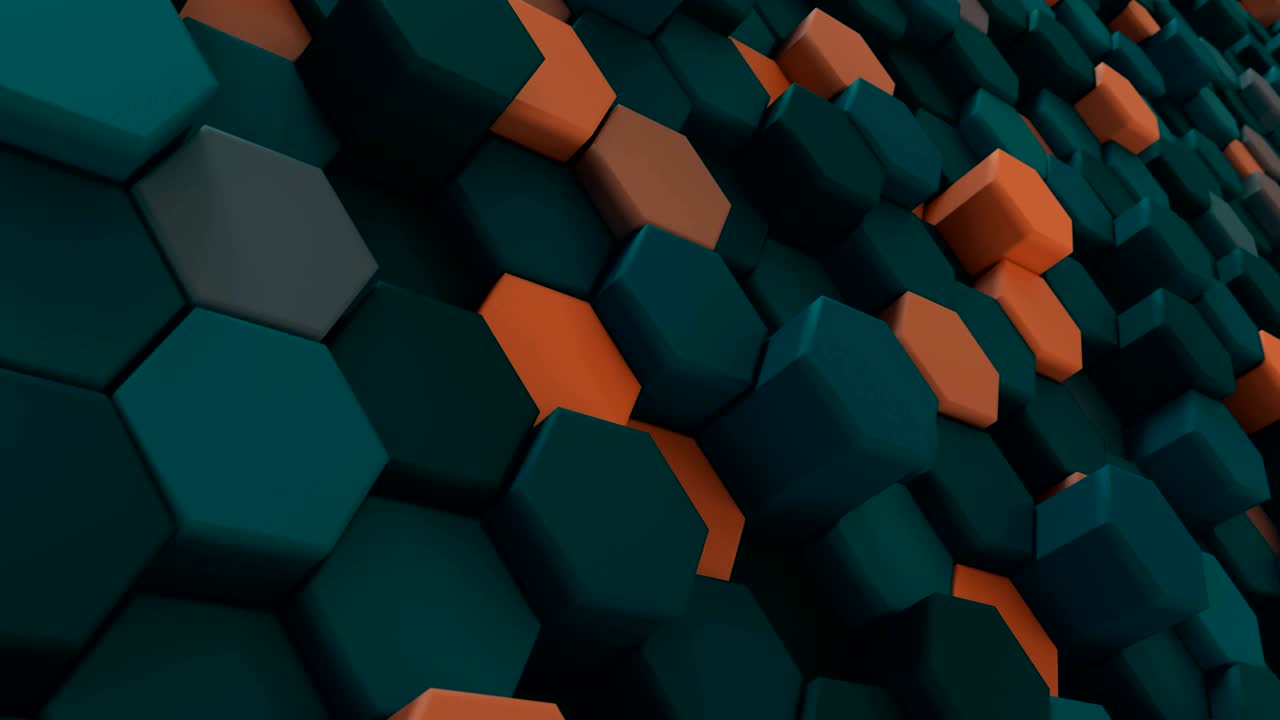 4K Abstract Tech Honeycomb Grid. 3D Animation.