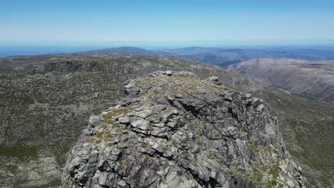 Rocky-Mountain-Landscape-in-Serra-da-Estrela-Natural-Park,-Portugal---Aerial-4k