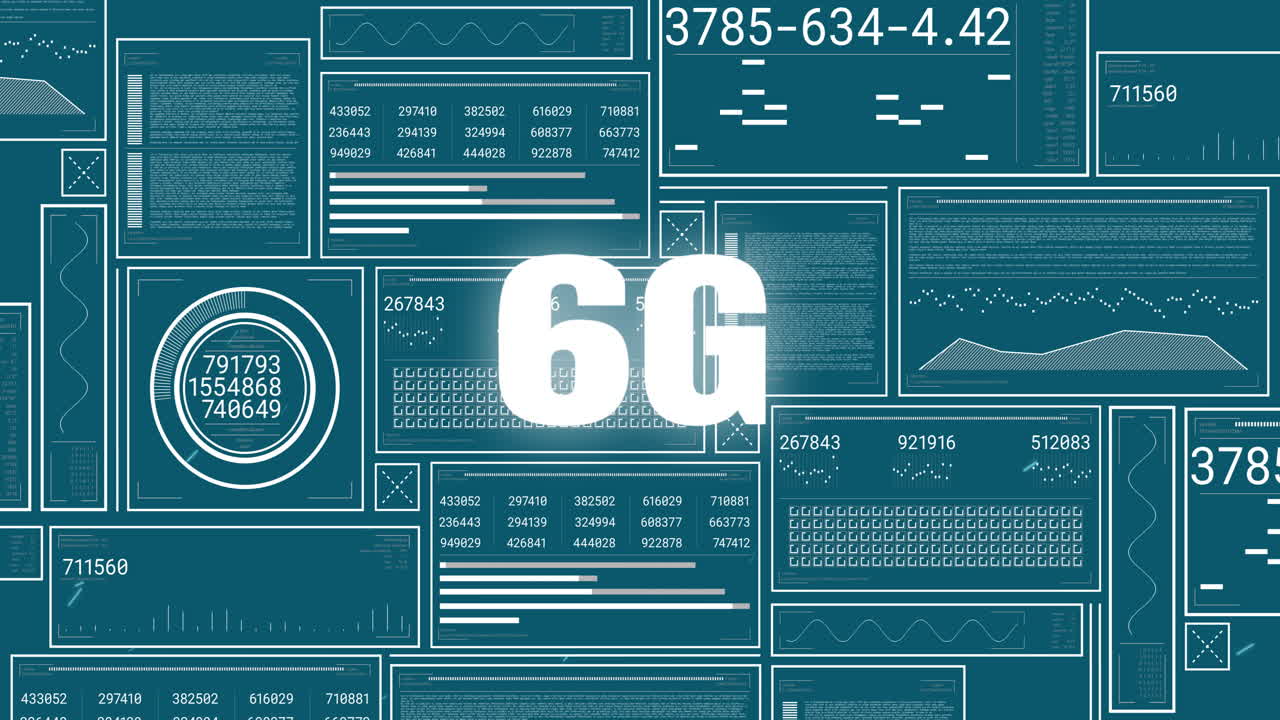 Animation of 6g text over data processing