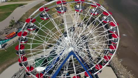 Aerial-view-of-Green-Bay-Wisconsin-Bay-Beach-Amusement-Park-alongside-the-Bay-of-Green-Bay-waterfront