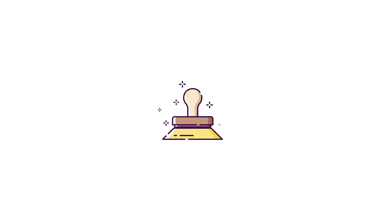 Animated Icon of a Rubber Stamp Pressing Down for Approval