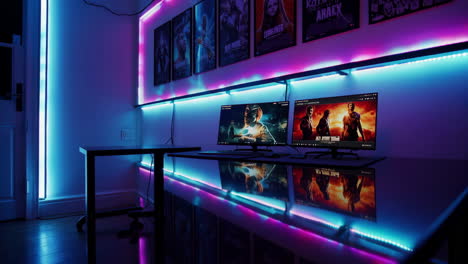 cool gaming setup with rgb lighting