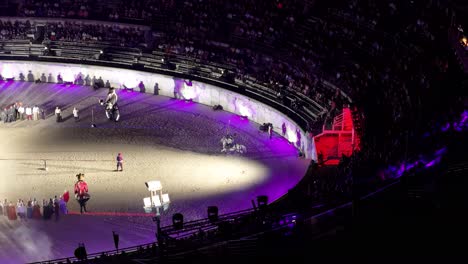 reenactment of jousting, a medieval sport and form of combat in which two mounted knights charge at each other with lances