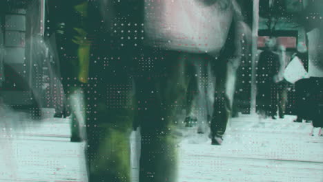 animation of white spots moving over busy city