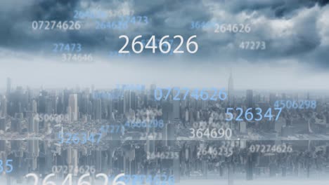 animation of scientific data processing over cityscape