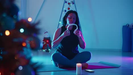 woman meditating during christmas season