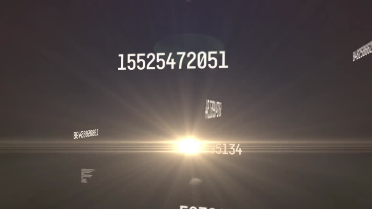 animación de puntos de luz y procesamiento de datos sobre fondo negro