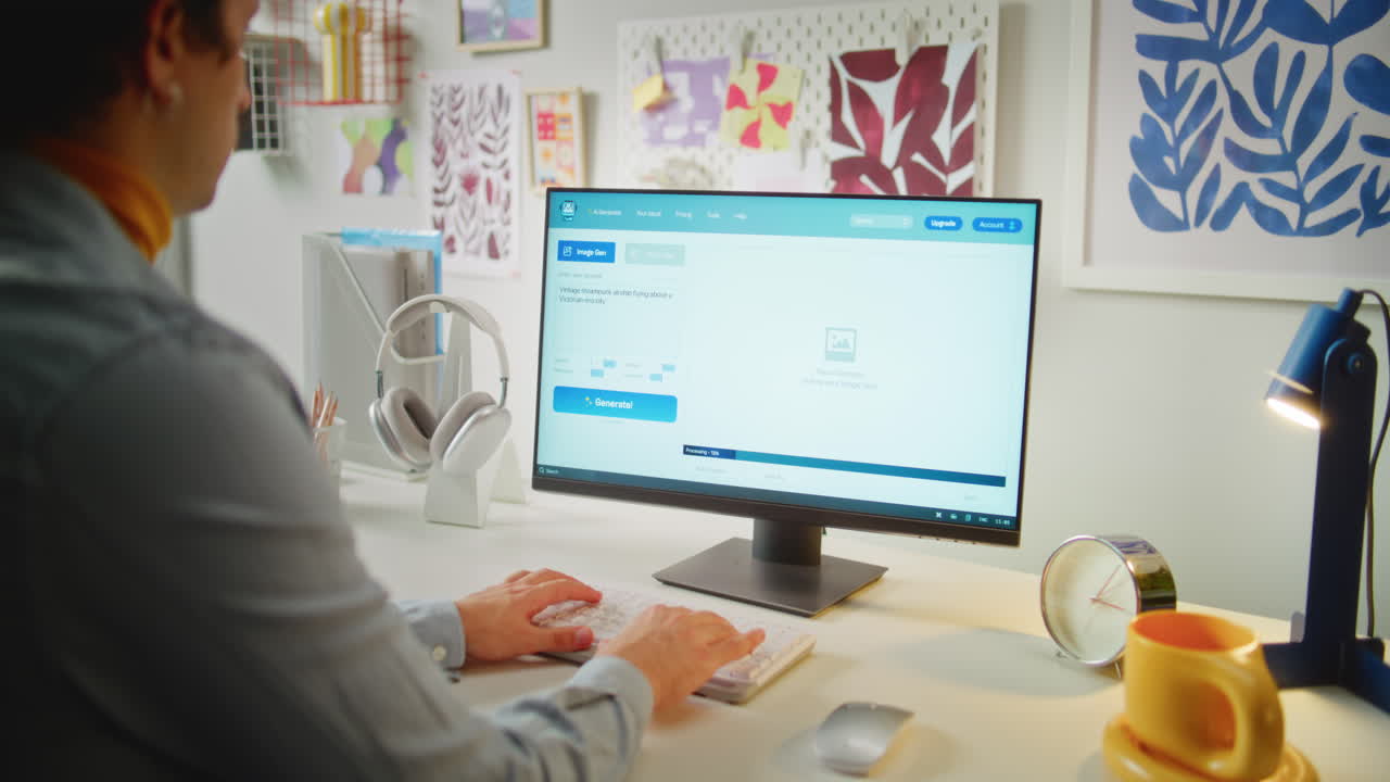 Person Working on a Computer in an Office