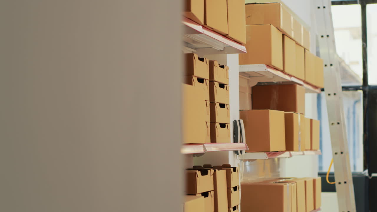 estantes de almacenamiento de almacenes con cajas de cartón