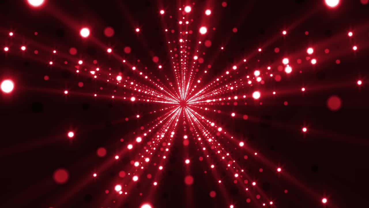 Abstract Red Glowing Particle Tunnel