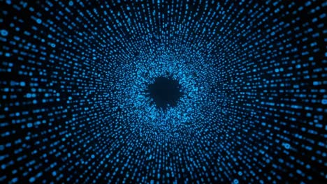 a dynamic exploration of abstract digital patterns and motion, showcasing a hypnotic center of blue light and data streams expanding into infinite space