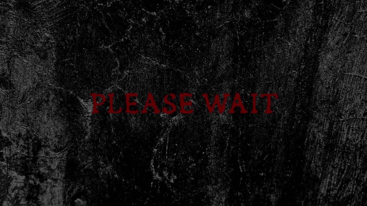 Red 'Please Wait' Text Flickering on Dark Grunge Background