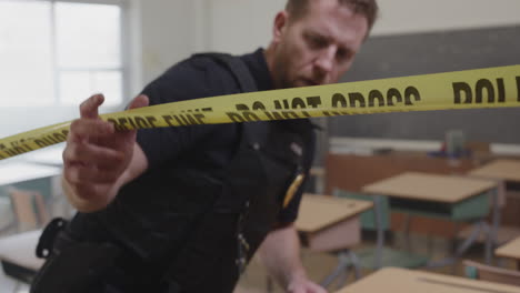 zoom out crime scene in a class room