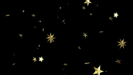 floating gold and white christmas stars on black background