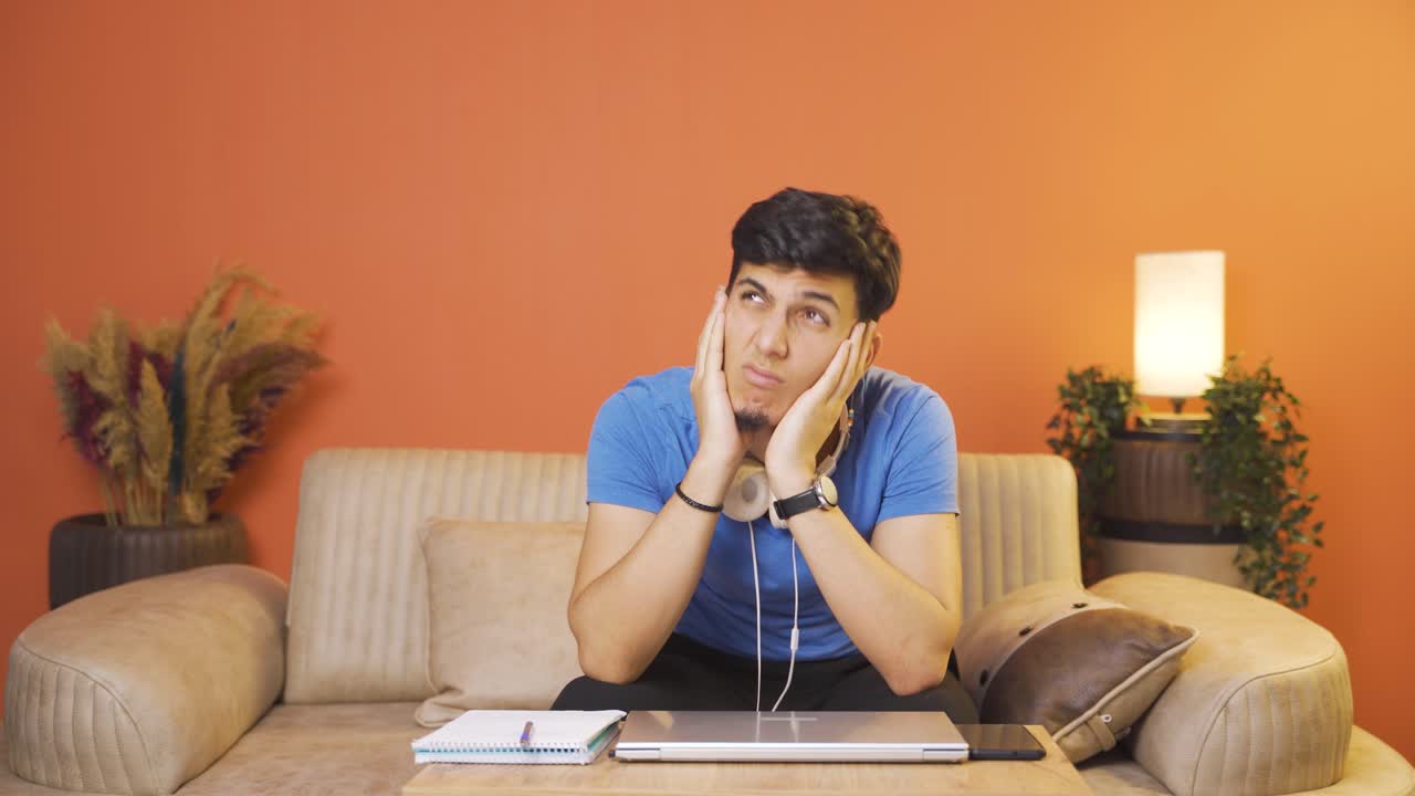 Confused man thinks and can't figure it out.